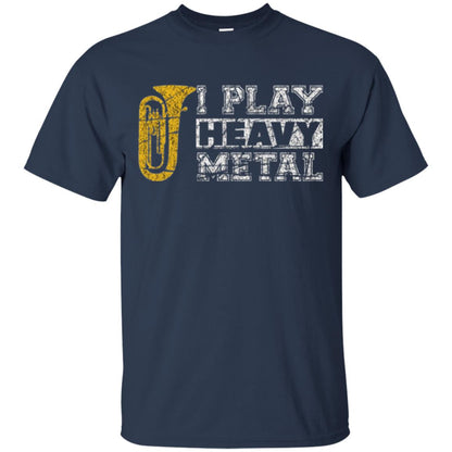 Funny Band Distressed T-shirt I Play Heavy Metal Navy