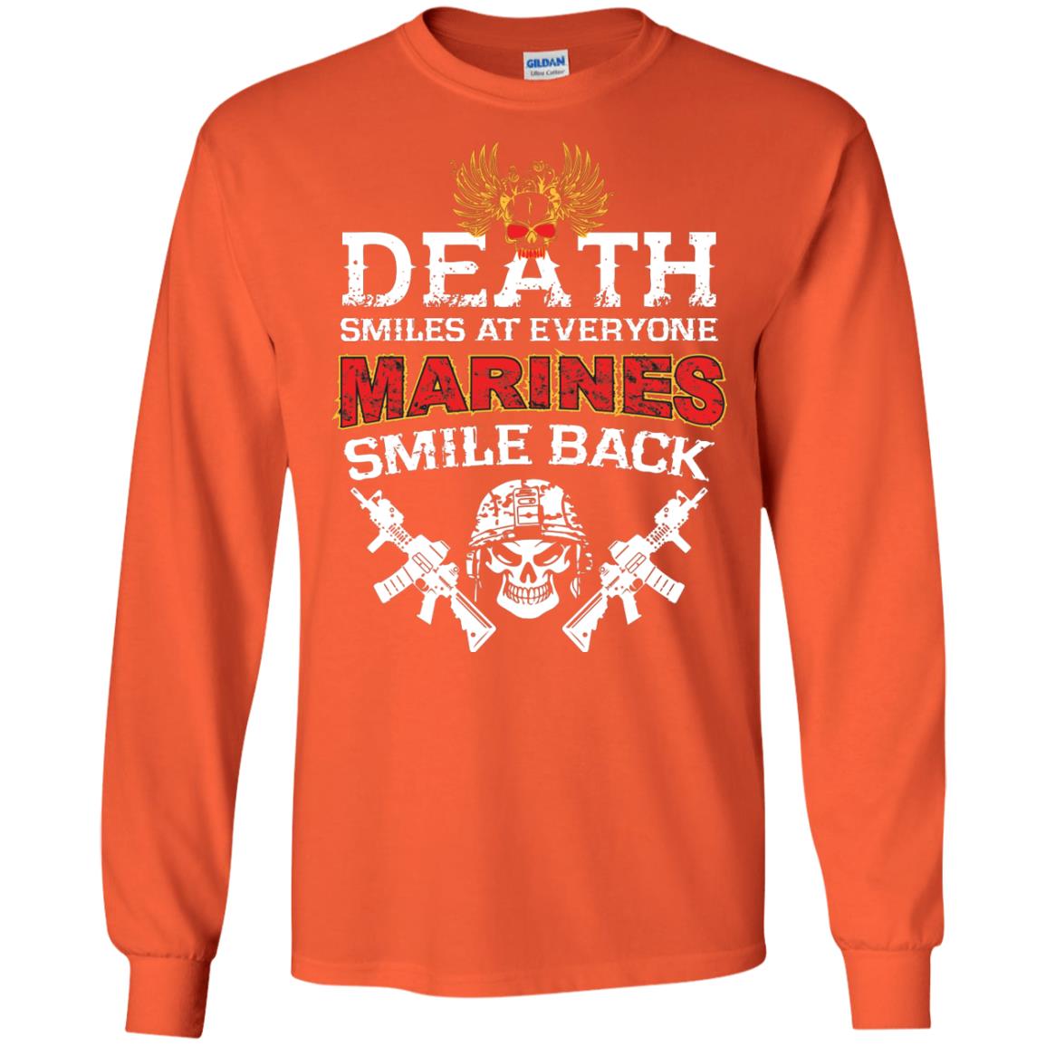 Death Smiles At Everyone Marines Smile Back Shirt Orange