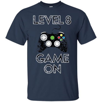 Level 8 Game On 8th Birthday Gift T-shirt Navy
