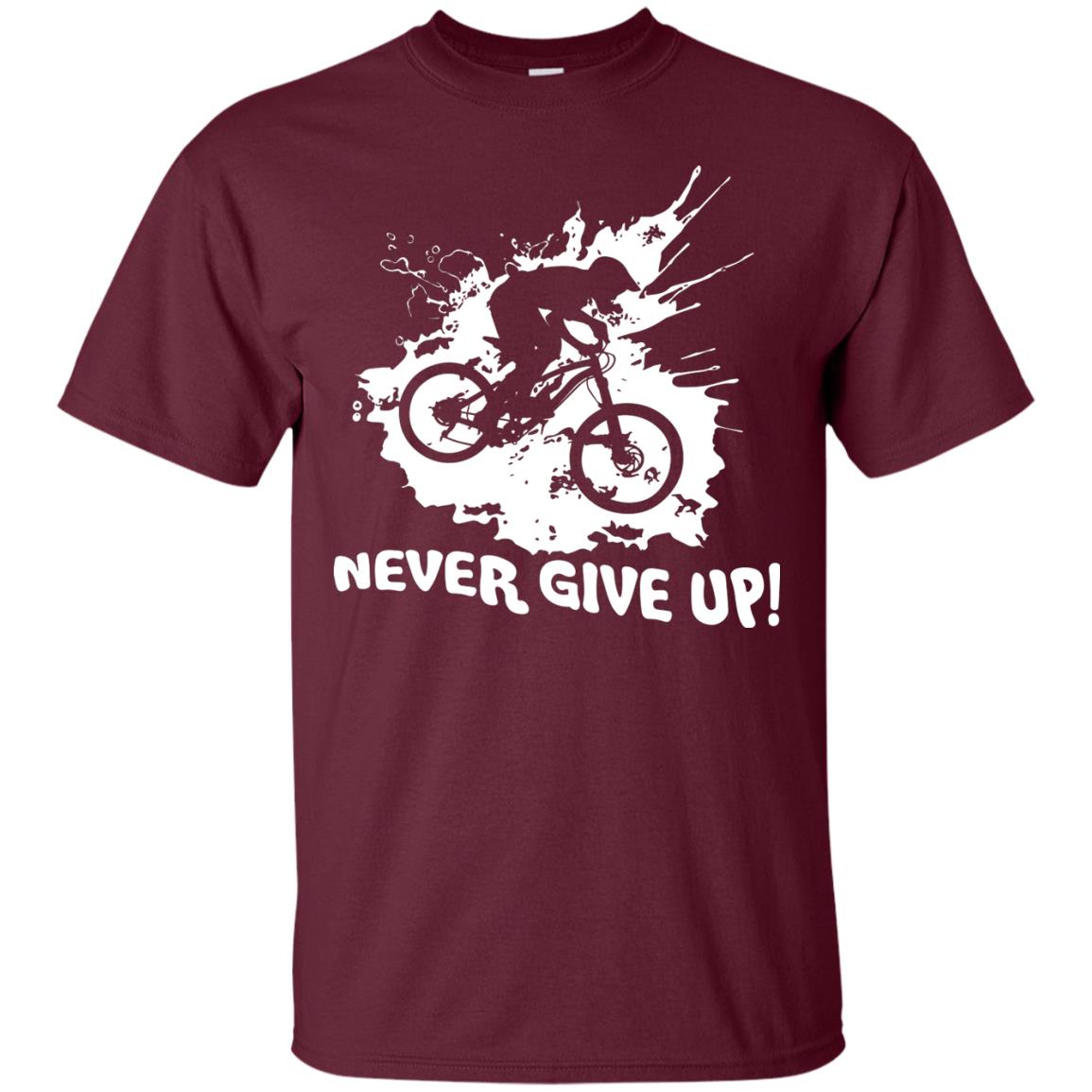 Biker T-shirt Never Give Up Maroon