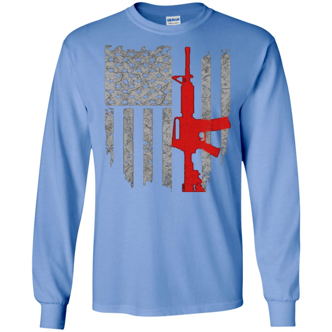 Hunting Lover T-shirt Gun Usa Flag Carolina Blue