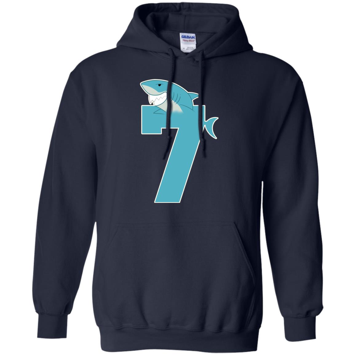7th Birthday Shark Party Shirt Navy