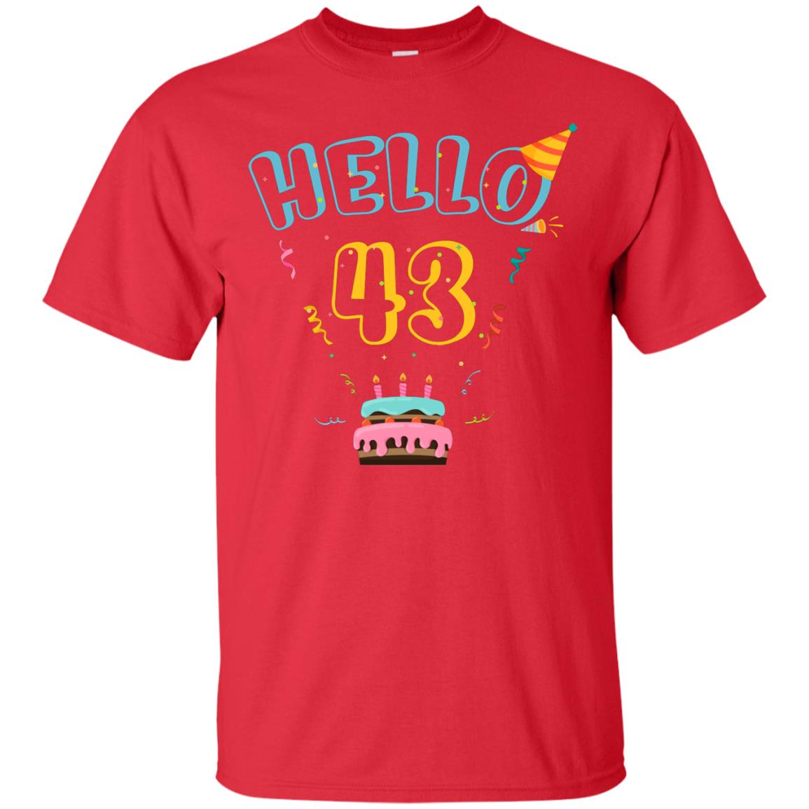Hello 43 Forty Three 43rd 1975s Birthday Gift Shirt Red