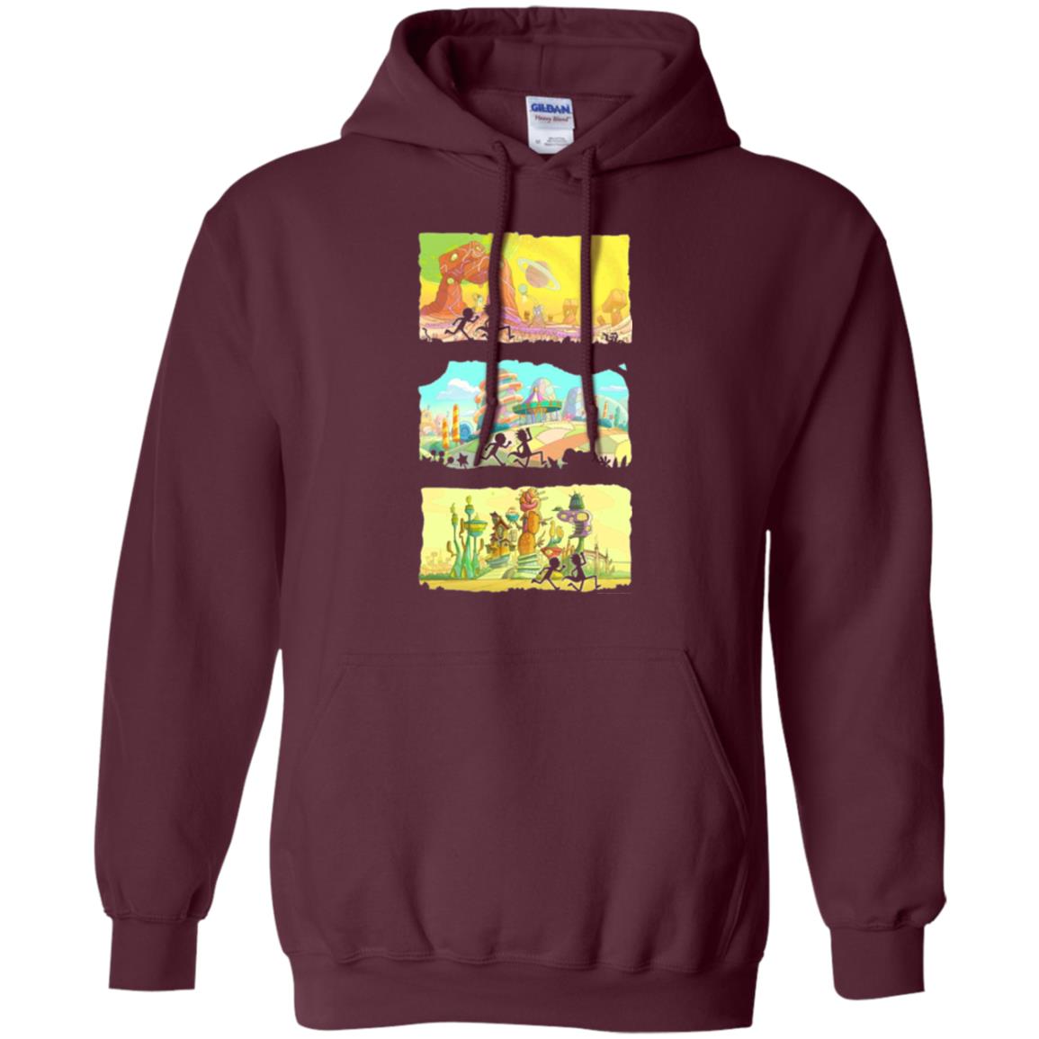 Movie T-shirt Running Silhouettes On Alien Land Maroon