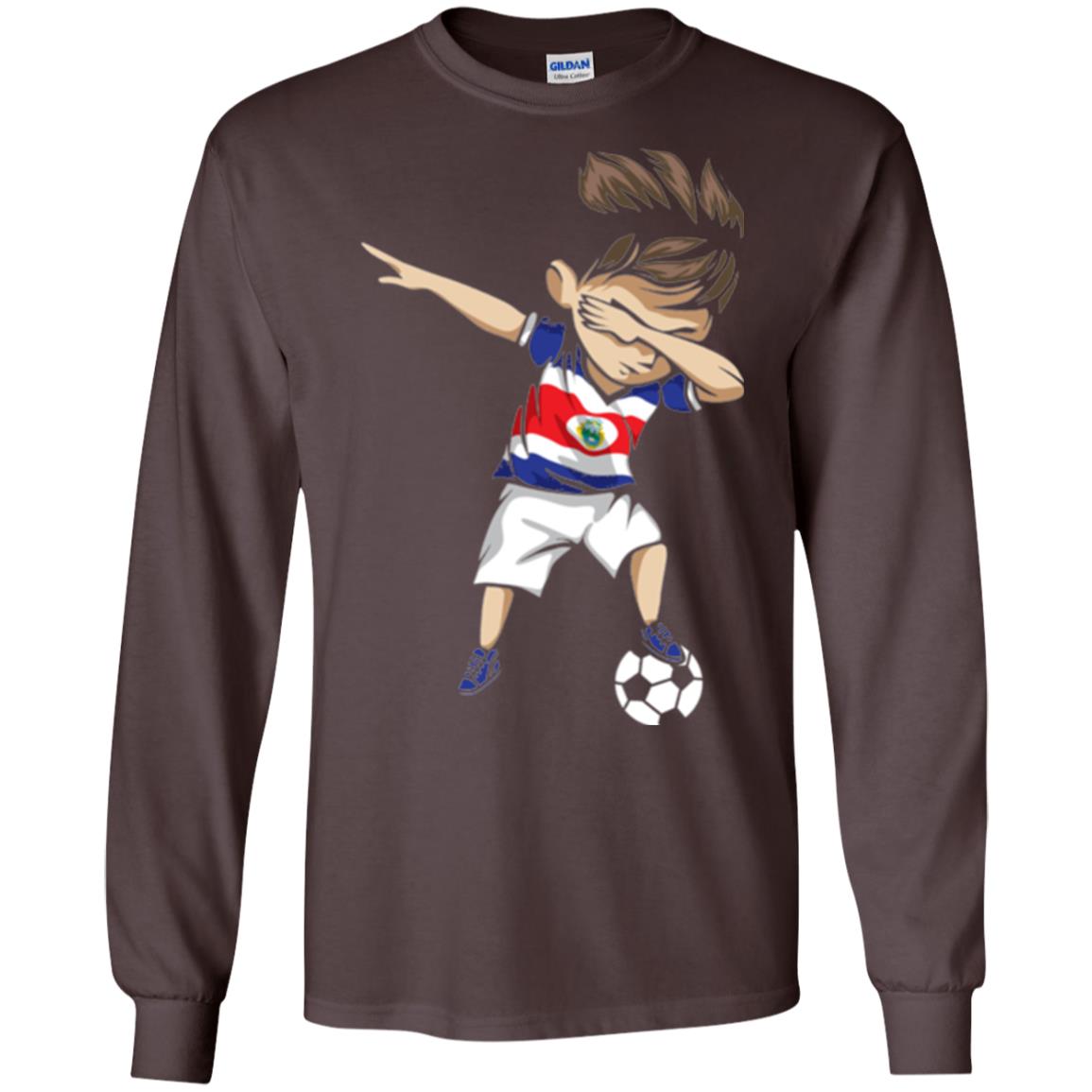 Dabbing Soccer Boy Costa Rica Jersey Football Shirt Dark Chocolate
