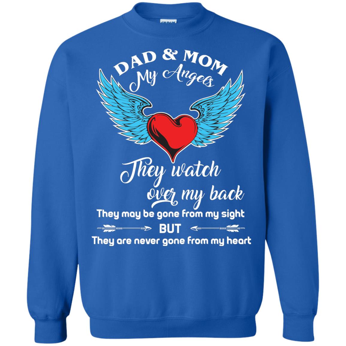 Dad And Mom My Angels They Watch Over My Back Family T-shirt Royal