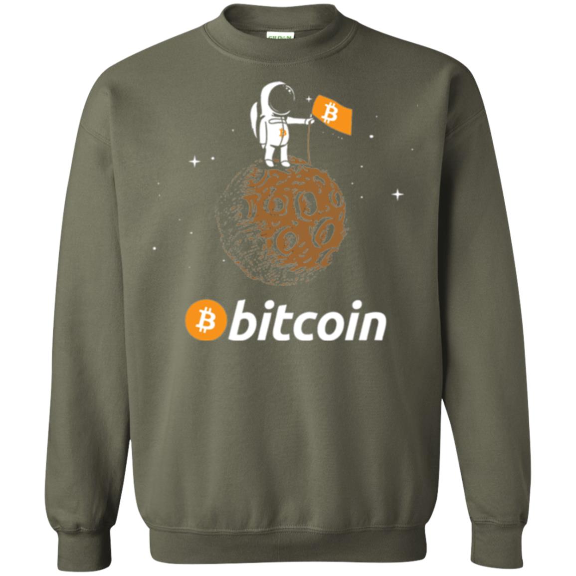 Bitcoin T-shirt Featuring Astronaut Military Green