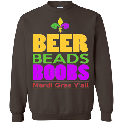 Funny Mardi Gras T-shirt Beer Beads Boobs Mardi Gras Y_all Dark Chocolate