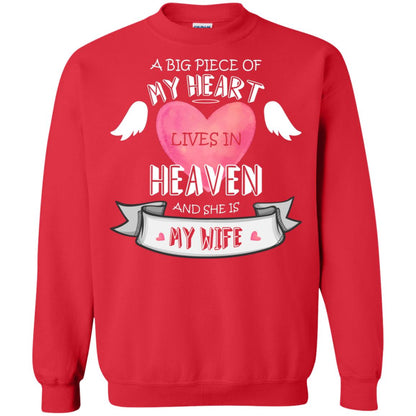 A Big Piece Of My Heart Lives In Heaven And She Is My Wife Shirt Red