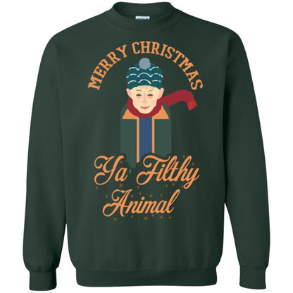 Christmas T-shirt Merry Christmas Ya Filthy Animal Forest Green