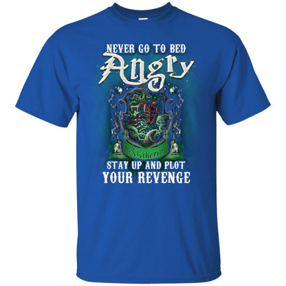 Never Go To Bed Angry Stay Up And Plot Your Revenge Slytherin House Harry Potter Shirt Royal