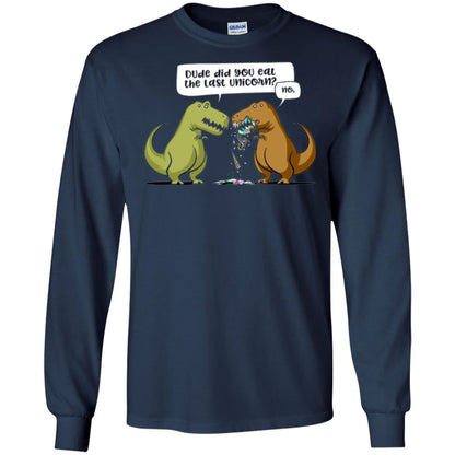 Dinosaur T-shirt Dude Did You Eat The Last Unicorn Navy