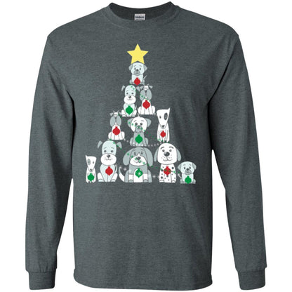 Dogs Lovers T-shirt Christmas Tree By Dogs Dark Heather