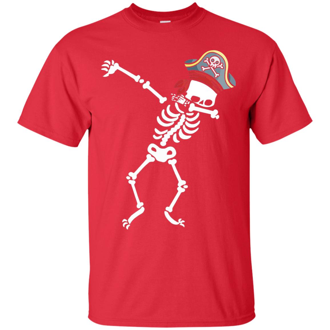 Dabbing Skeleton With Pirates Hat T-shirt Red