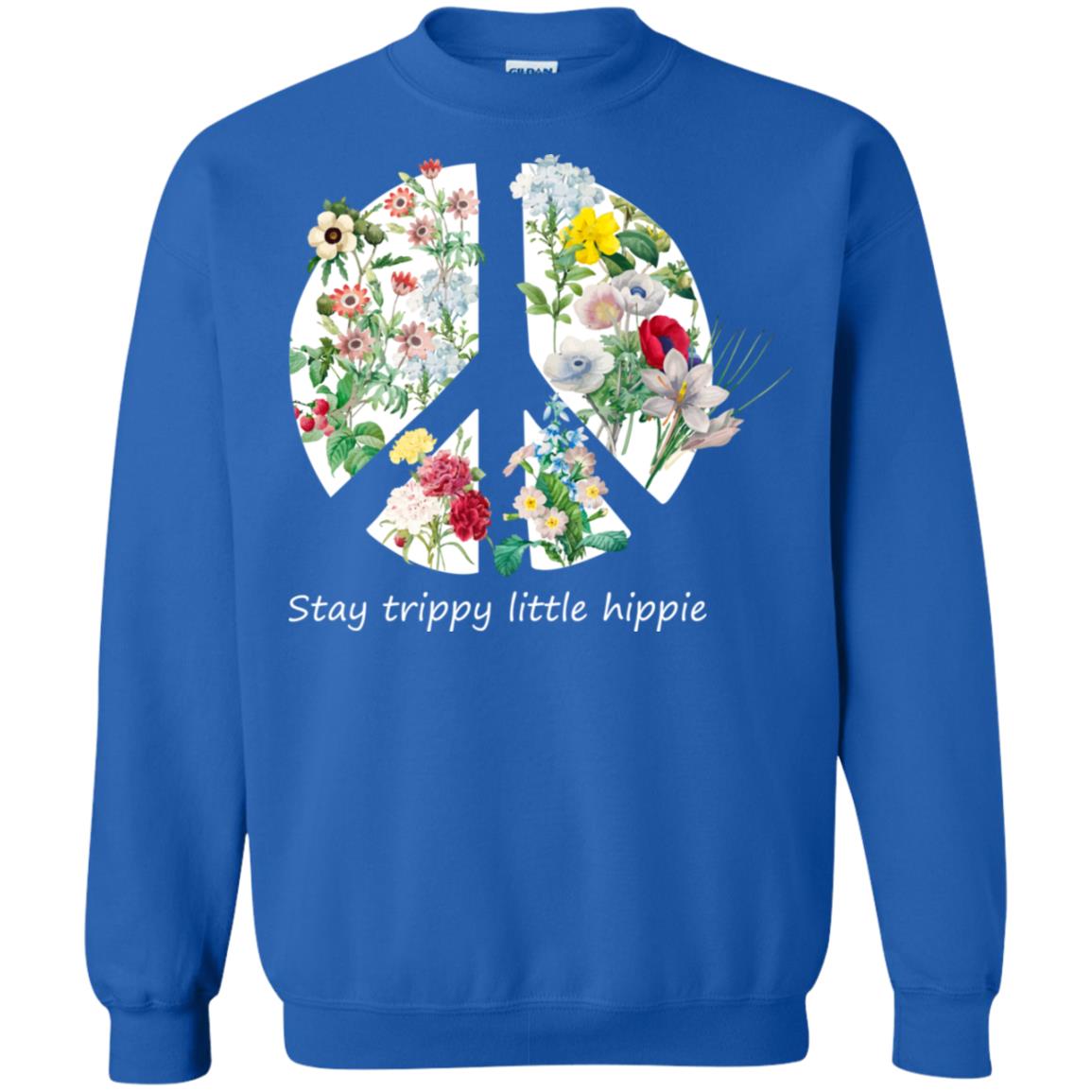 Stay Trippy Little Hippie Peace Sign Shirt Royal