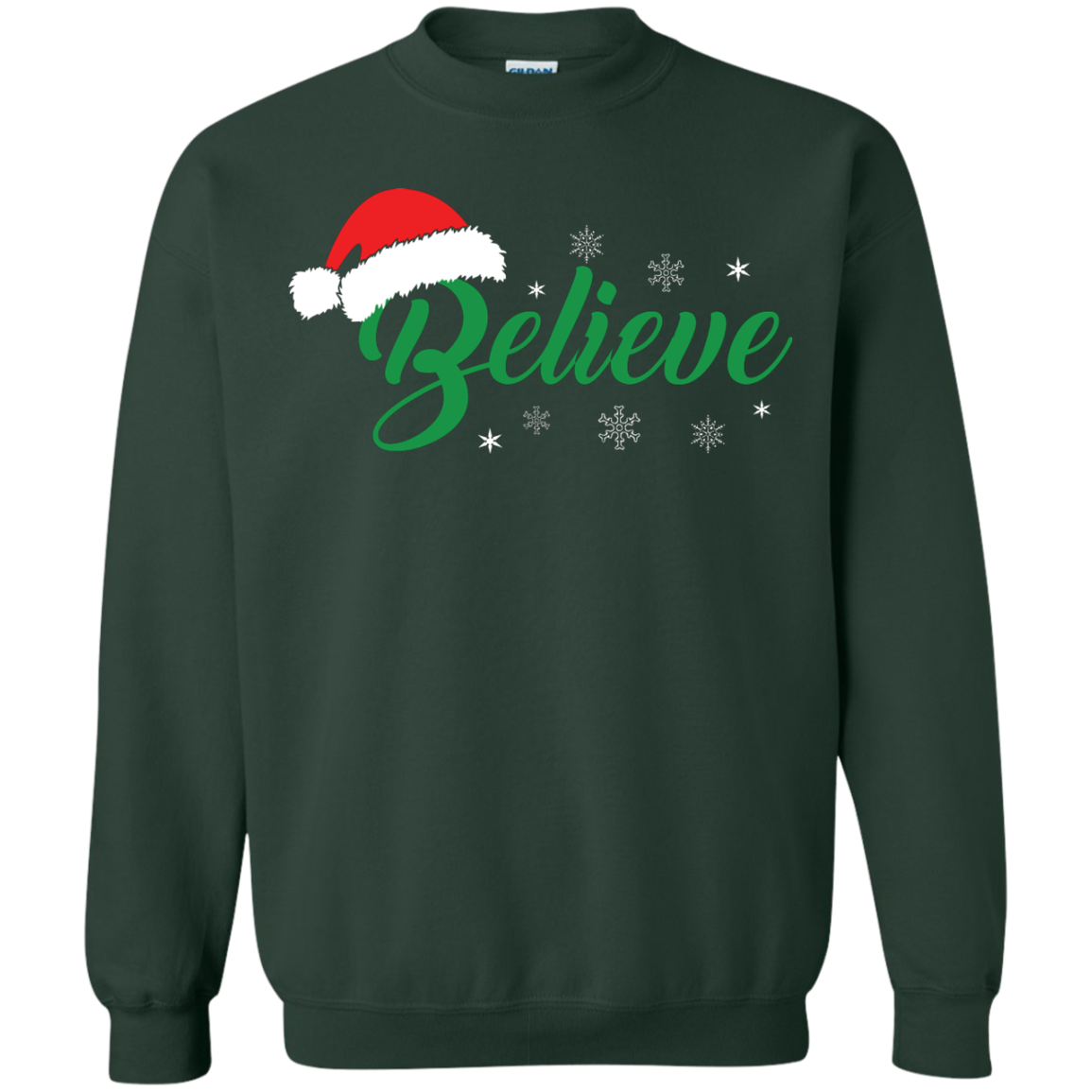 Christmas T-Shirt Believe In Santa Forest Green