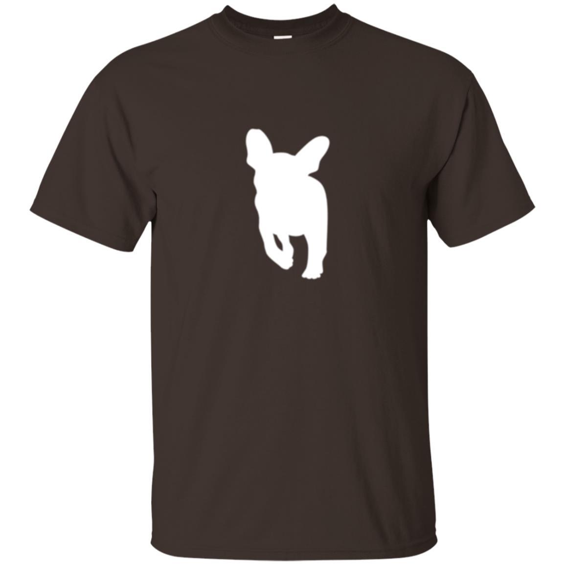 French Bulldog T-shirt White Silhouette Of Puppy Dark Chocolate