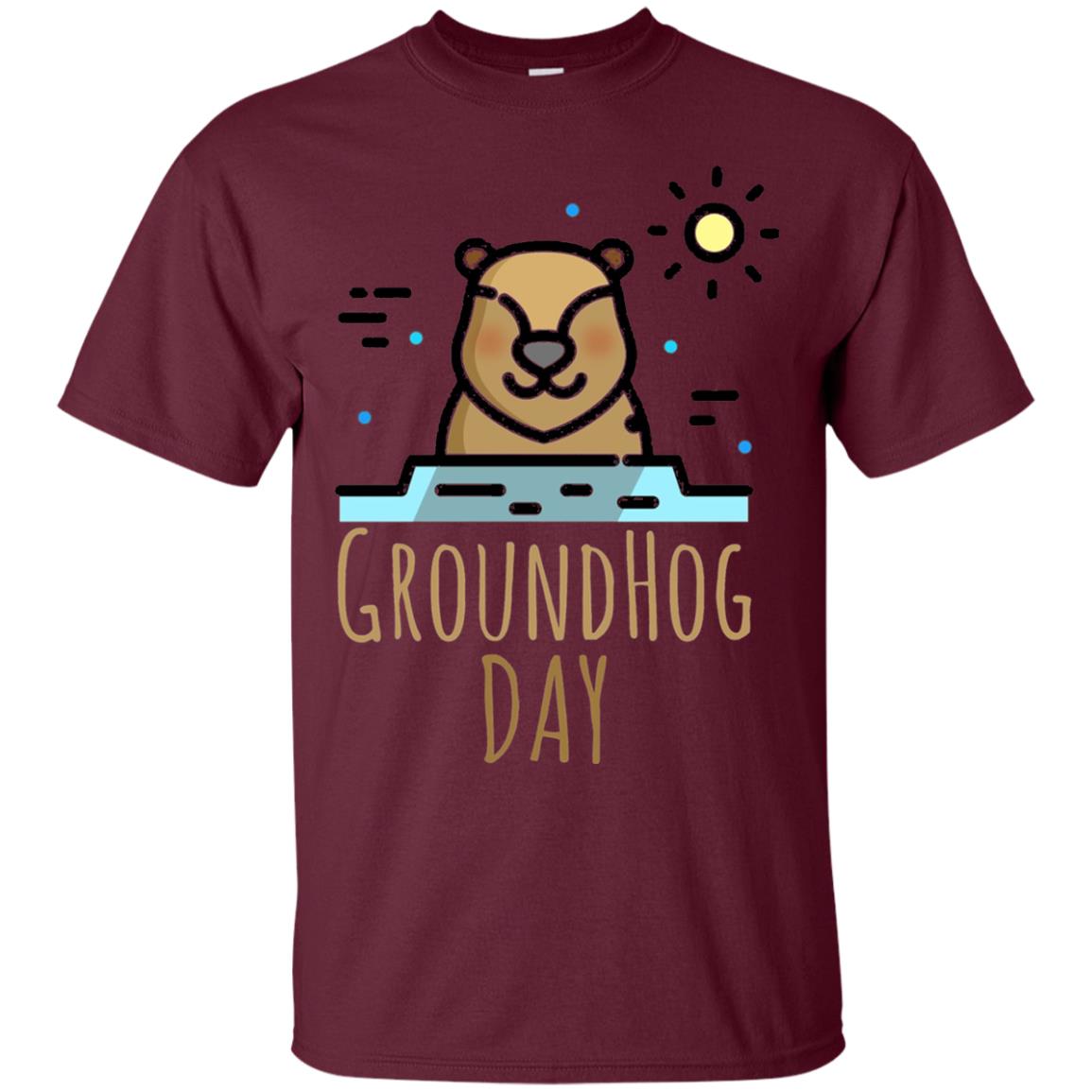 Happy Groundhog Day T-shirt Feb 2nd Maroon