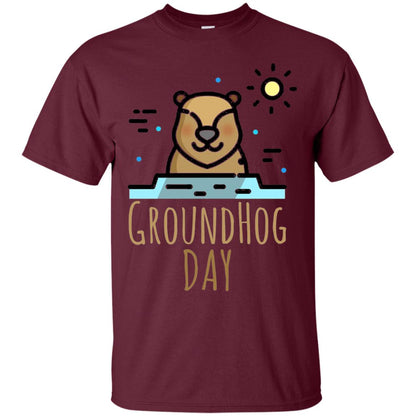 Happy Groundhog Day T-shirt Feb 2nd Maroon