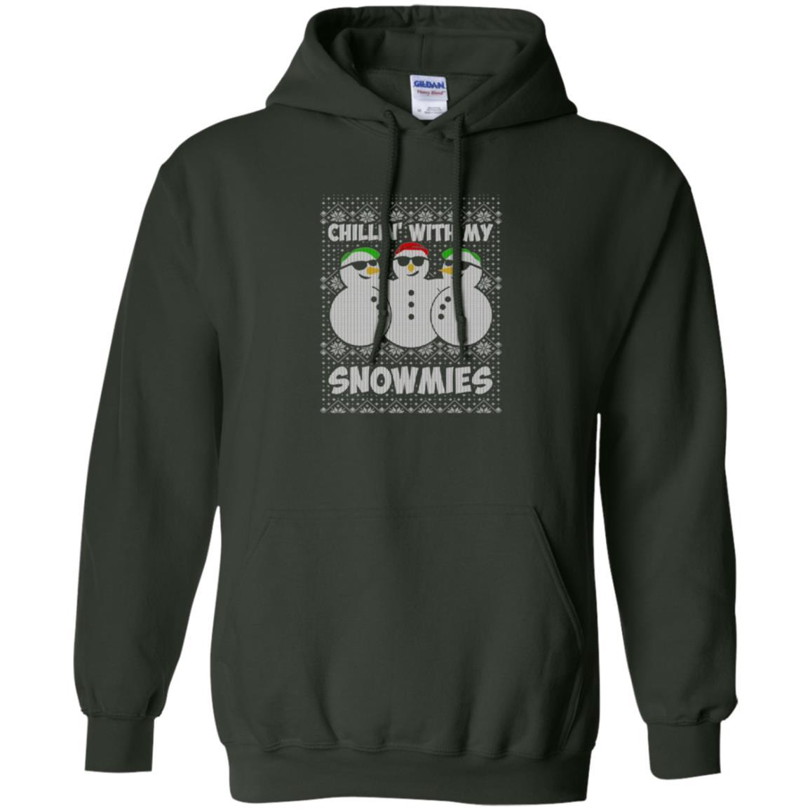 Christmas T-shirt Chillin With My Snowmies Forest Green