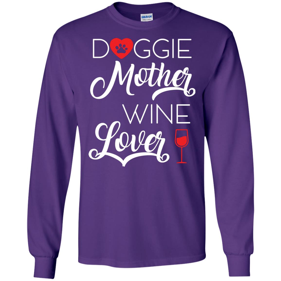 Doggie Mother Wine Lover Dog And Wine Gift Shirt For Mom Purple