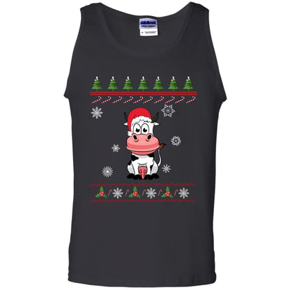 Milch Cow With Santa Hat Merry X-mas Ugly Christmas Gift Shirt For Mens Womens Kids Black