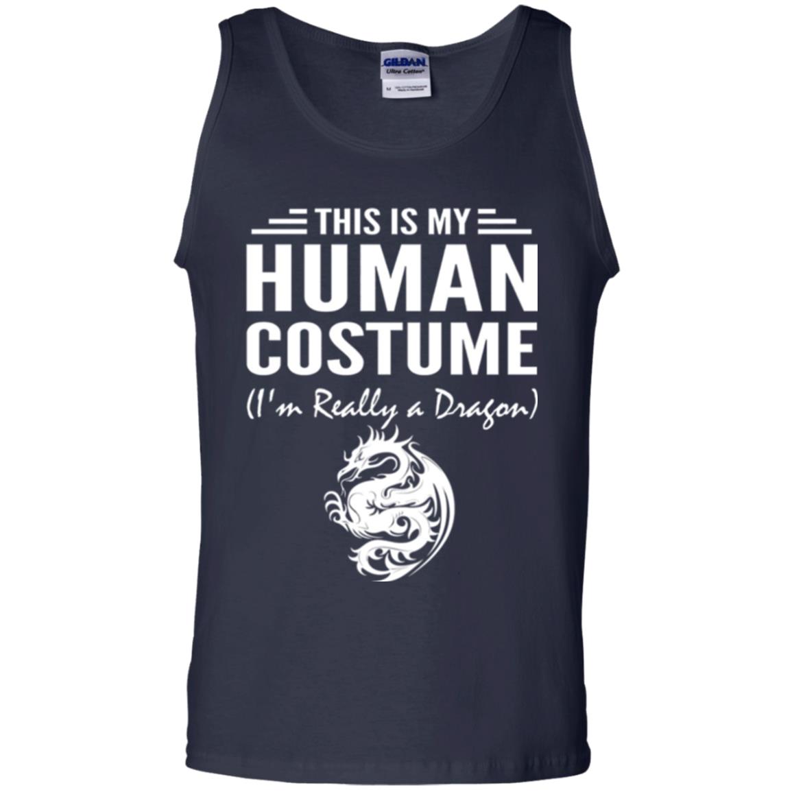 Dargon T-shirt This Is My Human Costume I_m Really A Dragon Navy