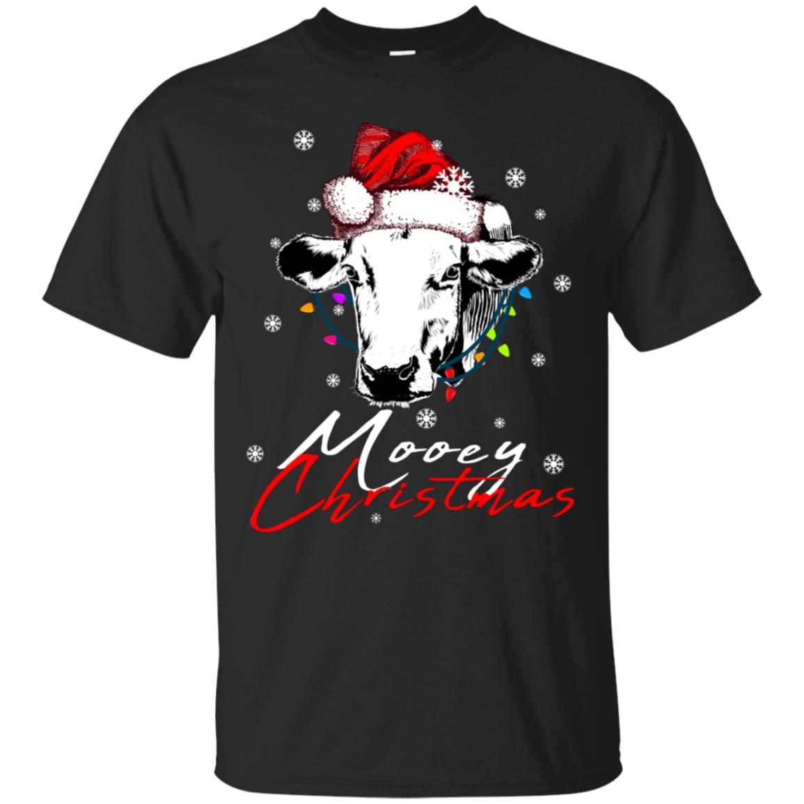 Mooey Merry Christmas X-mas Cow With Santa Hat And Lights Gift ShirtG200 Gildan Ultra Cotton T-Shirt