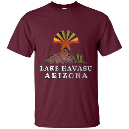 Lake Havasu Arizona T-shirt Flag Inspired Desert Scenery Maroon