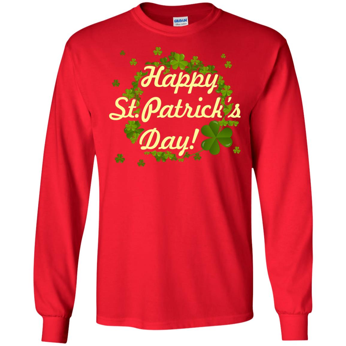 Happy St.patricks Day Shamrocks T-shirt Red