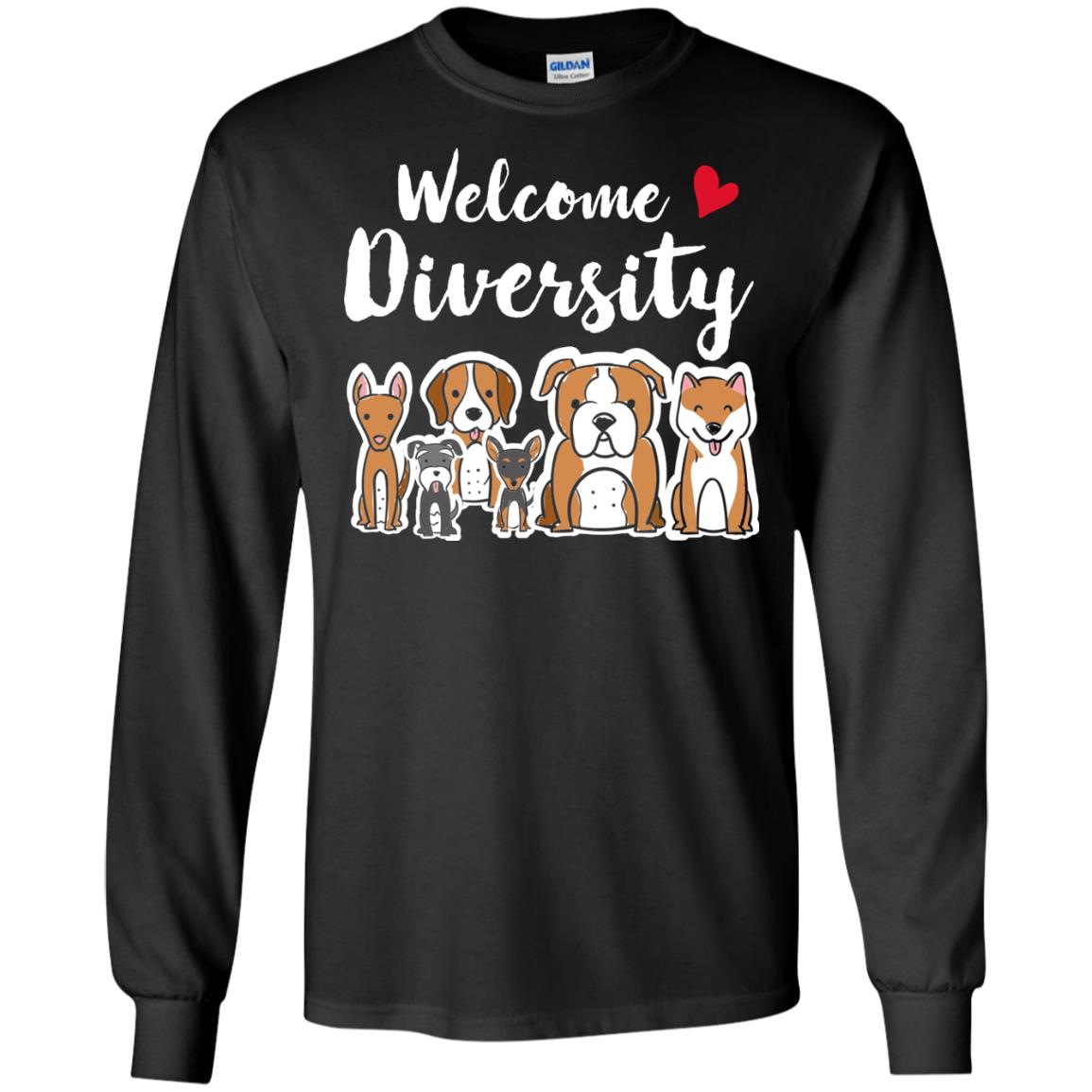 Dog Lover T-shirt Welcome Diversity Black