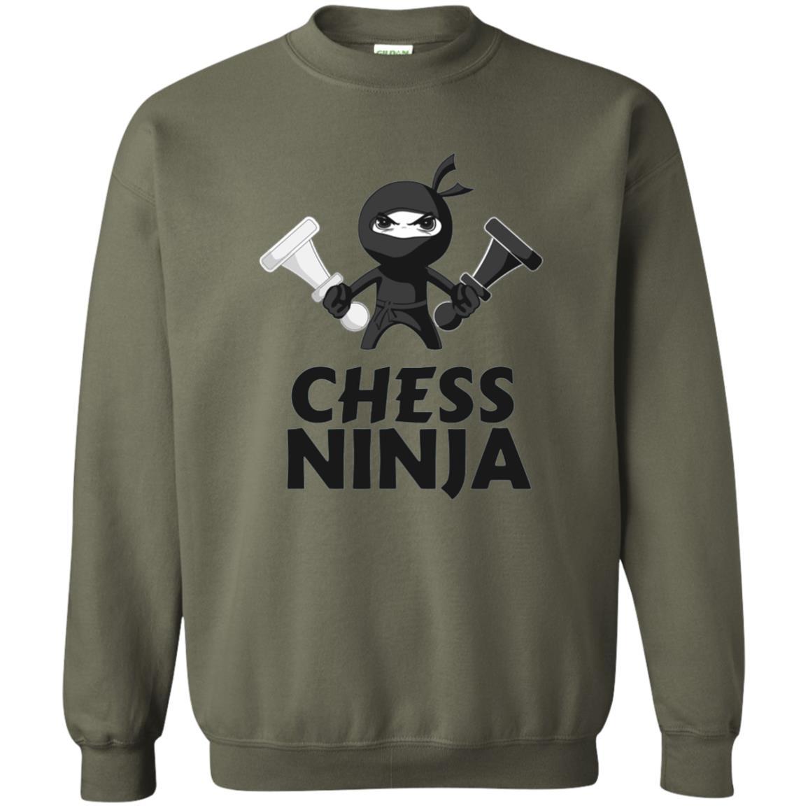Funny Chess Ninja T-shirt Military Green