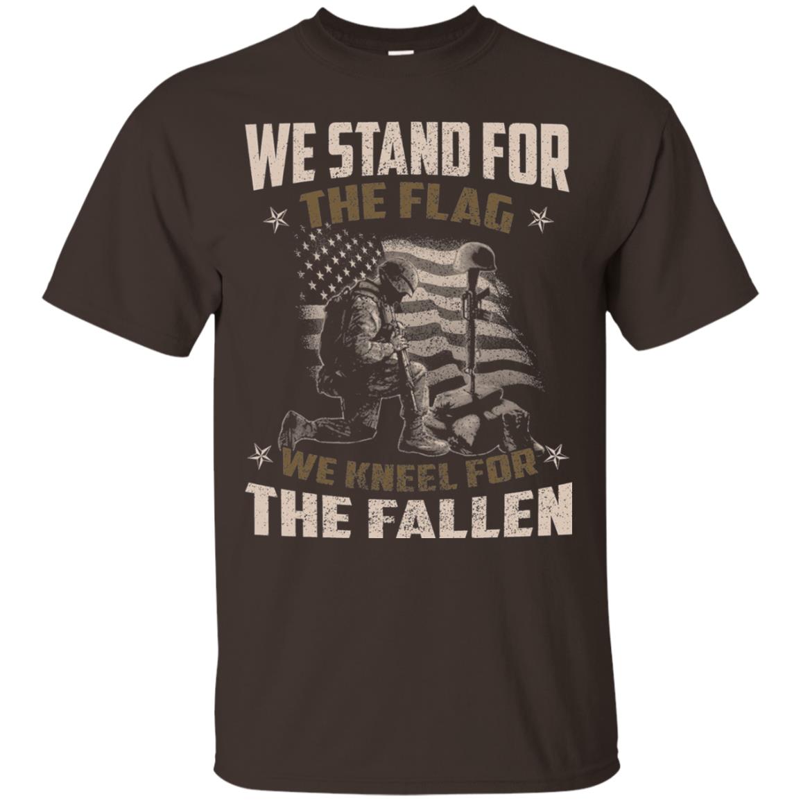 Veteran T-shirt We Stand For The Flag, We Kneel For The Fallen Dark Chocolate