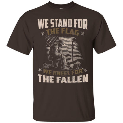 Veteran T-shirt We Stand For The Flag, We Kneel For The Fallen Dark Chocolate