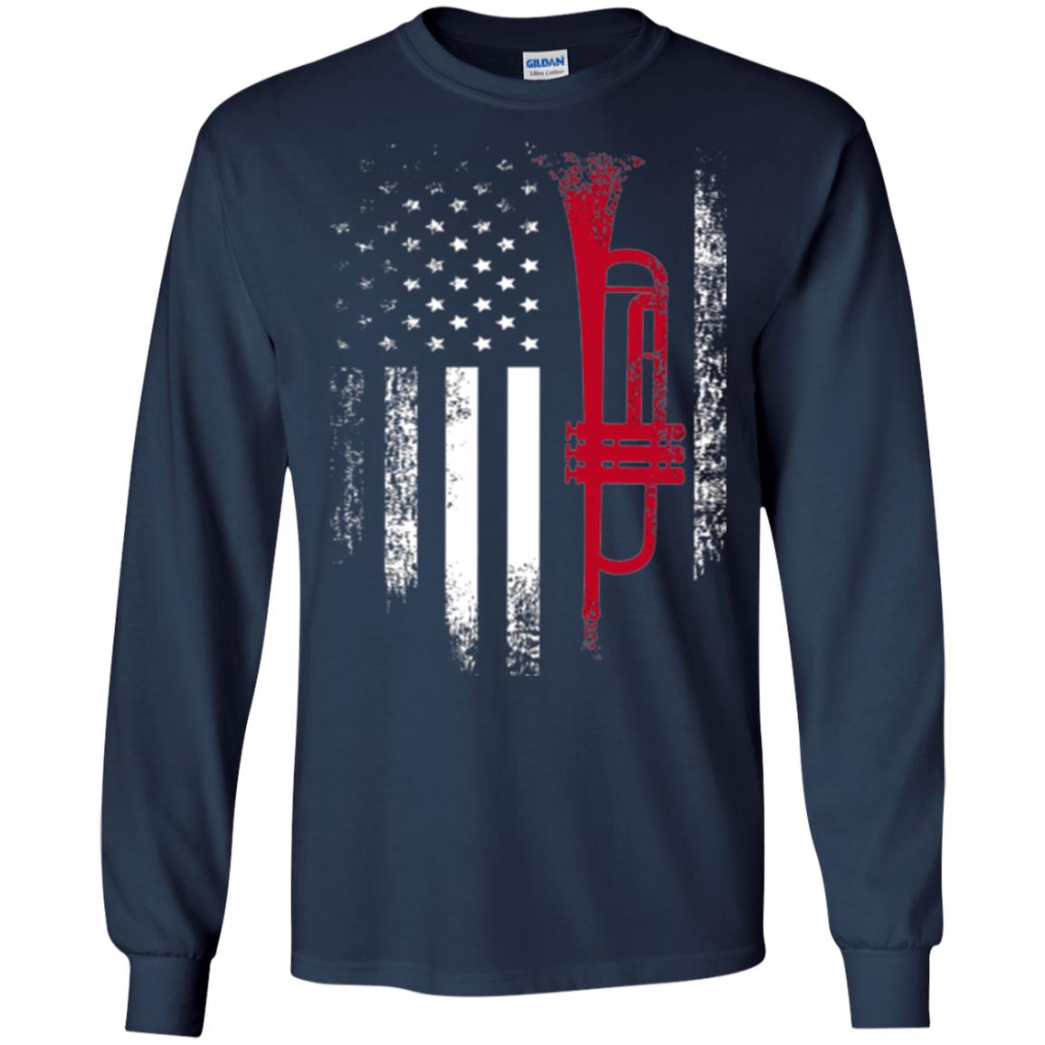 Trumpet Lovers T-shirt American Flag Navy