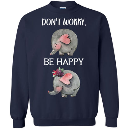 Don't Worry Be Happy Elephant Best Quote Shirt Navy