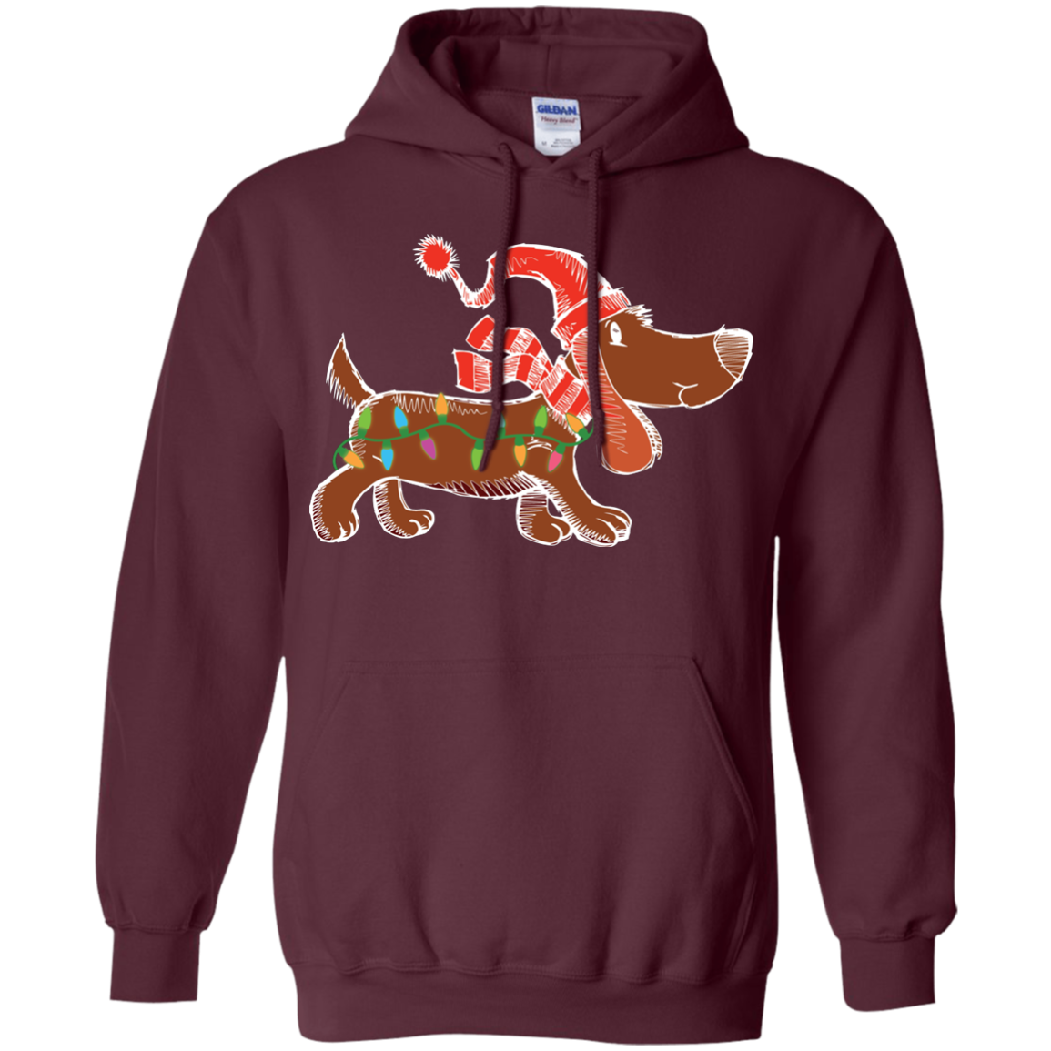 Dog Lover T-Shirt Christmas Lights Labrador Retriever Dog Lover Maroon