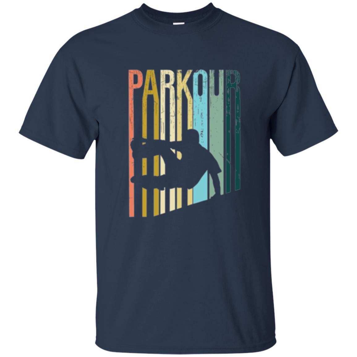 Parkour T-shirt Distressed Style Parkour Silhouette Navy