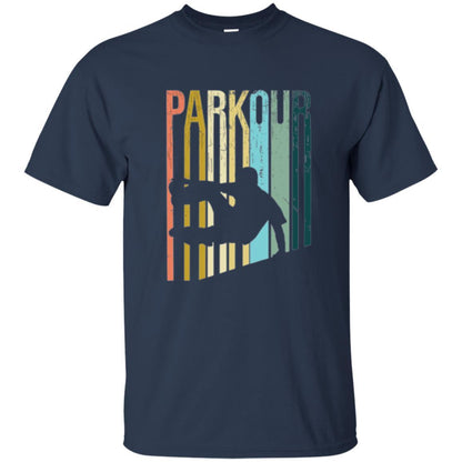 Parkour T-shirt Distressed Style Parkour Silhouette Navy