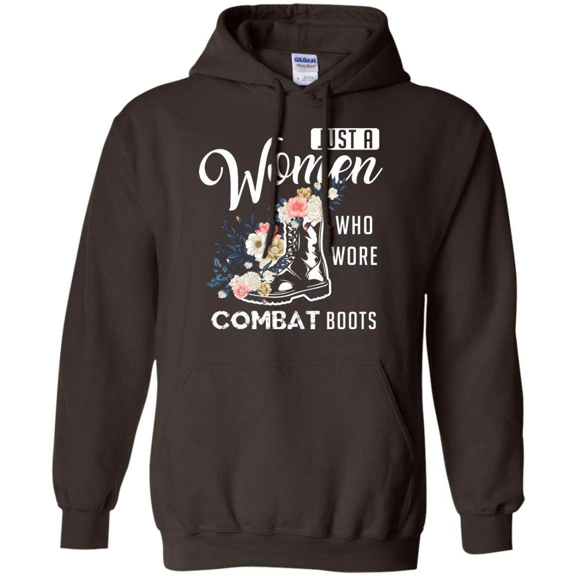 Just A Women Who Wore Combat Boots Female Veteran T-shirt Dark Chocolate