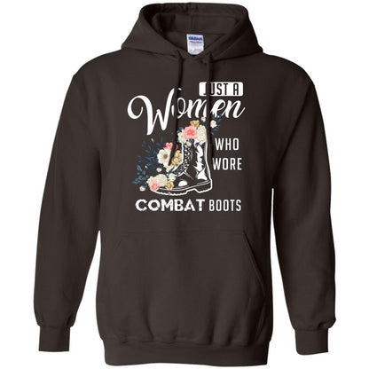 Just A Women Who Wore Combat Boots Female Veteran T-shirt Dark Chocolate