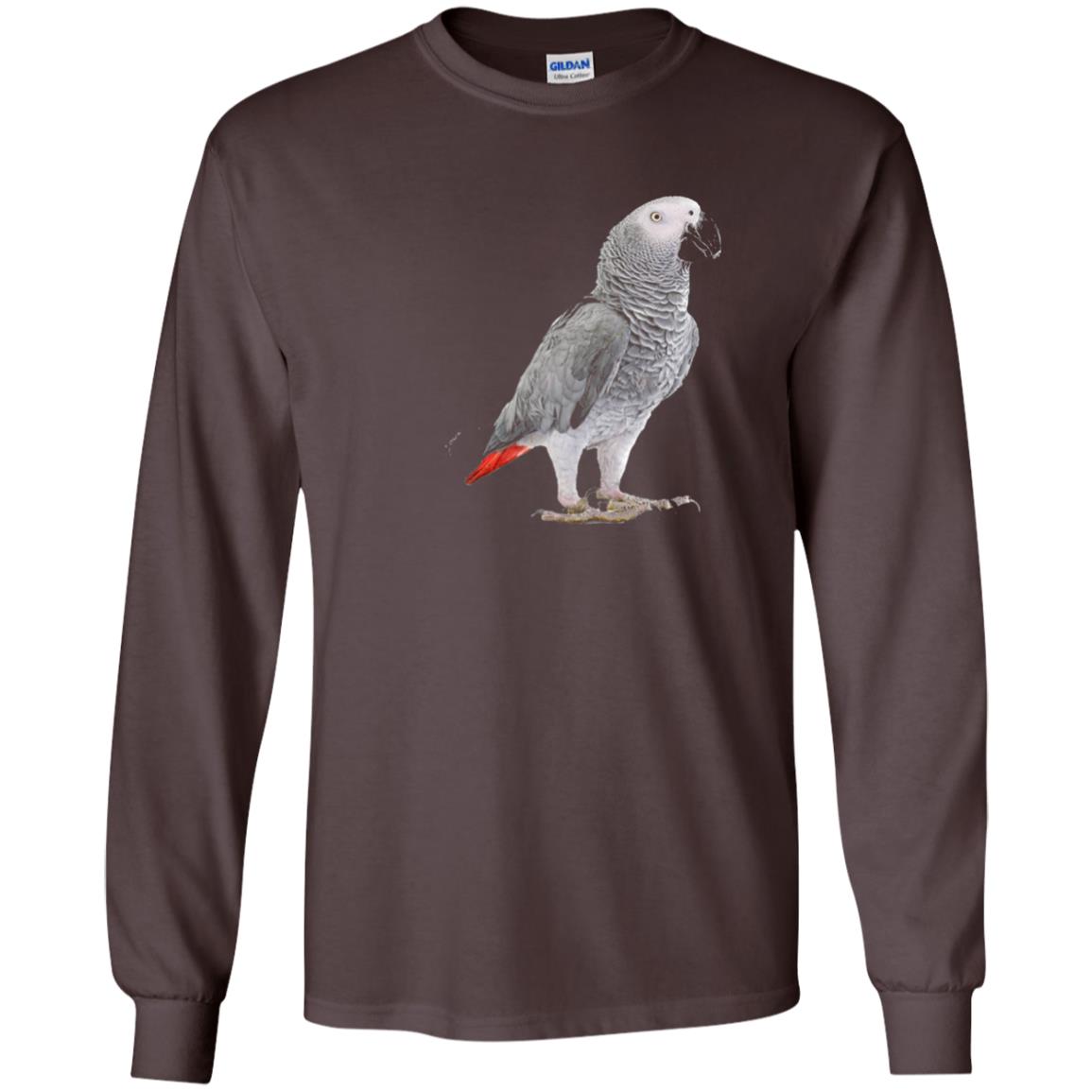 Funny African Grey Parrot Bird T-shirt Dark Chocolate