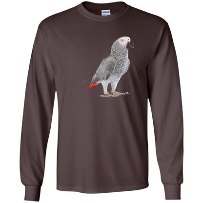 Funny African Grey Parrot Bird T-shirt Dark Chocolate