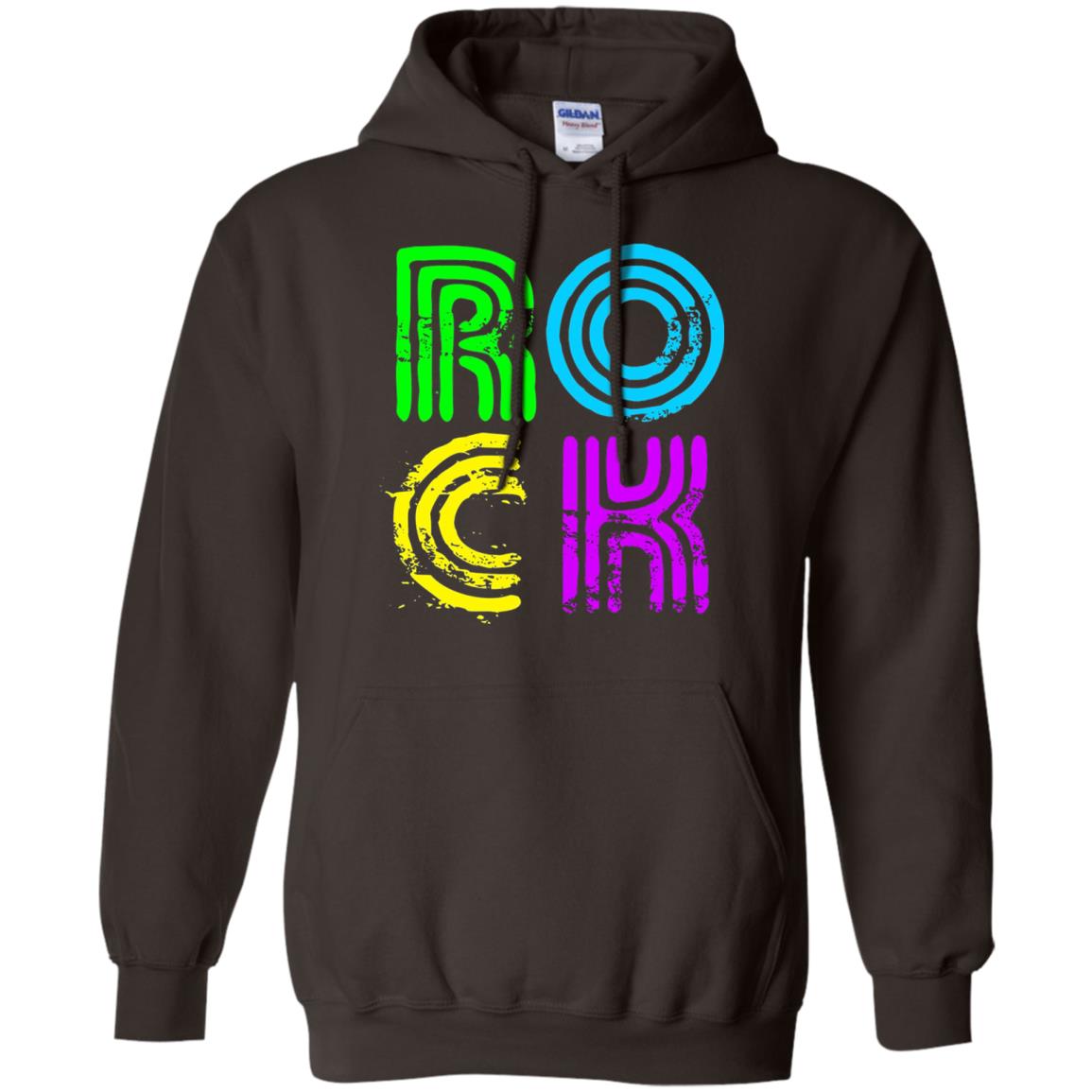 Bright Neon Colours Rock 80_s Retro Theme T-shirt Dark Chocolate