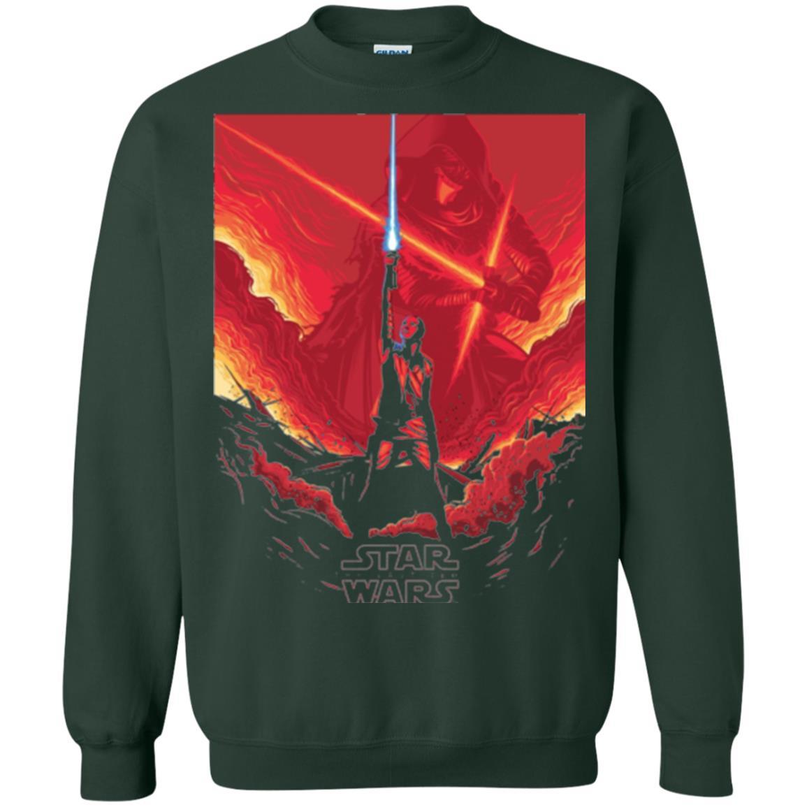 Film T-shirt Star Wars Last Jedi Rey Saber Reach Red Poster Forest Green