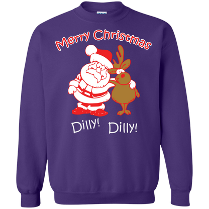 Christmas T-Shirt Merry Christmas Santa And Reindeer Dilly! Dilly! Purple
