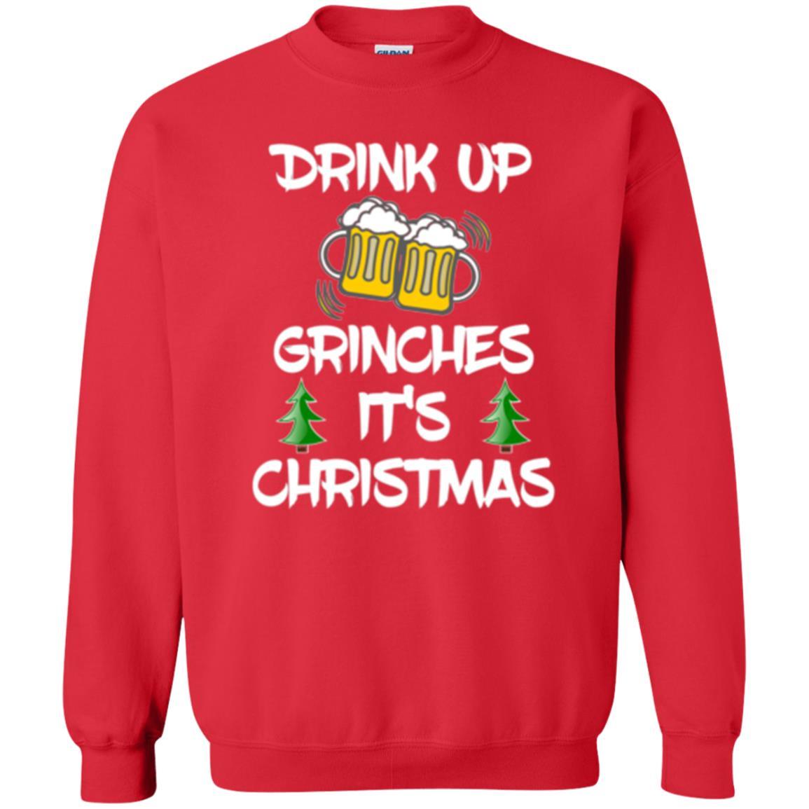 Beer Lover T-shirt Drink Up Beer Grinches It's Christmas Red