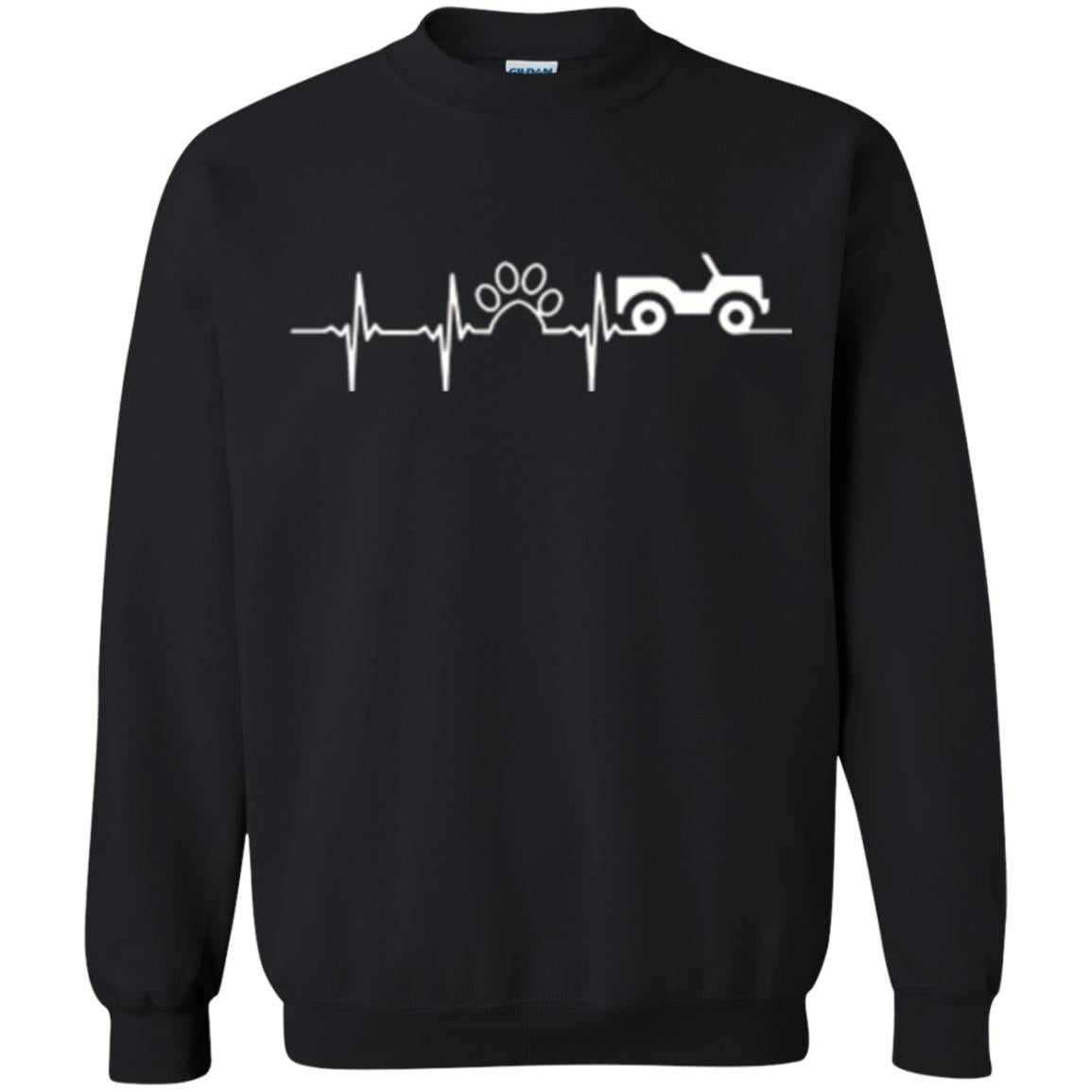 Cat Lovers T-shirt Jeep And Paw Heartbeat Black
