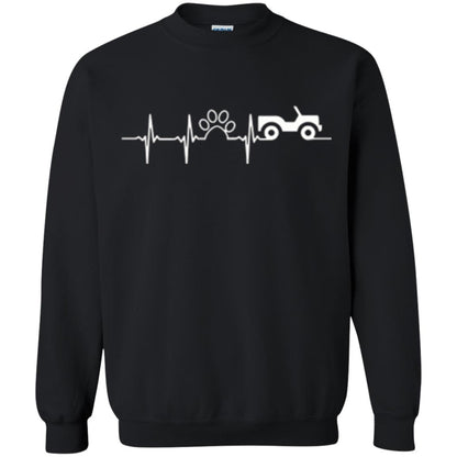 Cat Lovers T-shirt Jeep And Paw Heartbeat Black