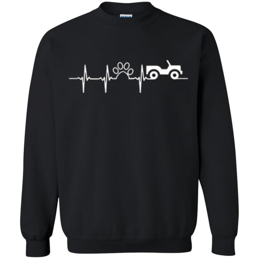 Cat Lovers T-shirt Jeep And Paw Heartbeat Black